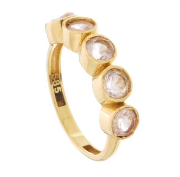 Five Morganite Bezel Ring