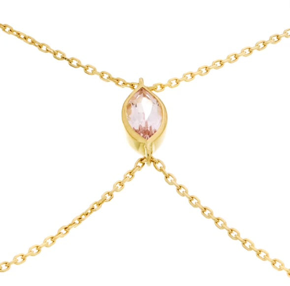 Marquise Morganite Bezel Hand Chain